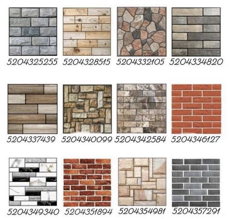 Bloxburg Wallpaper Codes Exterior, Bloxburg Brick Wallpaper Codes, Material Codes Bloxburg, Bloxburg Stone Decal Codes, Brick Wall Codes Bloxburg, Roblox Bloxburg Wallpaper Codes, Movie Room Bloxburg, Bloxburg Material Code, Bloxburg Stone Decals