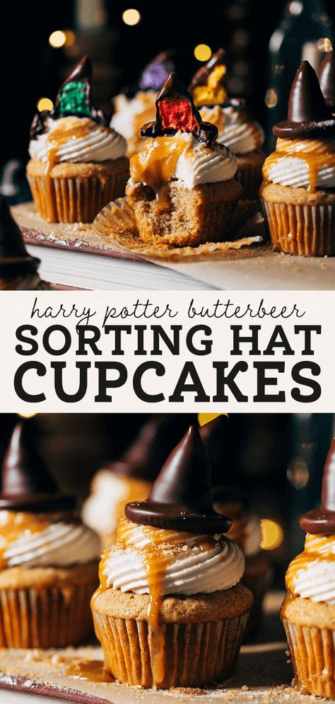 Butterscotch Buttercream, Butterbeer Cupcakes, Homemade Butterscotch, Harry Potter Snacks, Harry Potter Parties Food, Harry Potter Cupcakes, Harry Potter Sorting, Which Hogwarts House, Harry Potter Sorting Hat