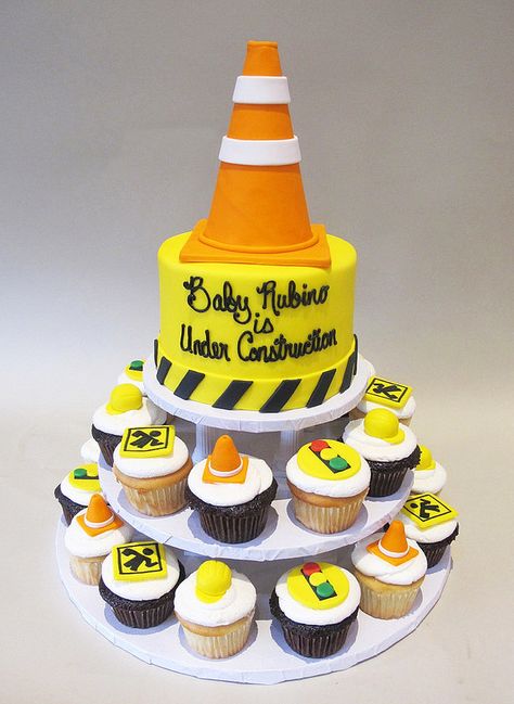 Cupcake Construction Theme, Under Construction Cake, Cupcakes Construction Theme, Dumptruck Cupcake, Dumptruck Cupcake Cake, Vehicle Cake, Baby Shower Sheet Cakes, Construction Birthday Cake, Construction Baby Shower