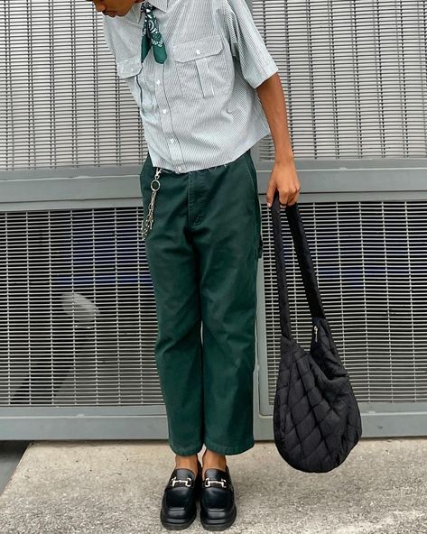 you’ve got the green light, say it with your chest! Dark Green Pants Outfit Men, Jade Green Outfit, Emerald Green Pants Outfit, Dark Green Pants Outfit, Green Pants Outfit Men, Green Outfit Men, Emerald Green Pants, Say It With Your Chest, Men Street Styles