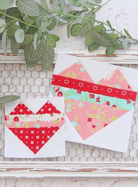 {Free Block Pattern} FPP Striped Heart Block - 4", 6", 8" & 10" - Threadbare Creations Small Paper Piecing Pattern, Paper Piece Heart Pattern Free, Foundation Paper Piecing Patterns Free, Valentine Blocks, Threadbare Creations, Valentine Quilt, Striped Heart, Simple Quilts, Recipes Tutorials