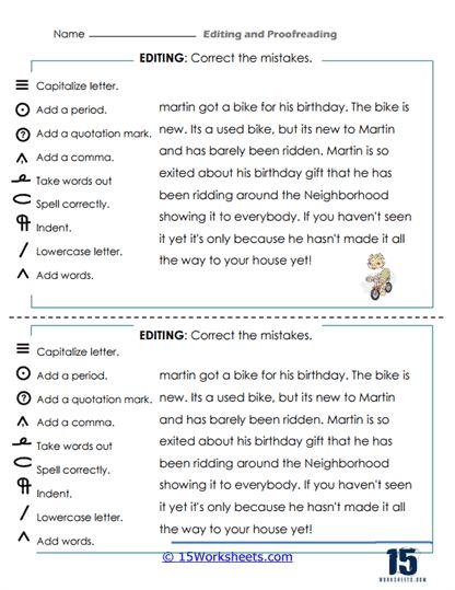 Correct The Mistakes Worksheet - 15 Worksheets.com Use Of Capital Letters, Holiday Science, Kindergarten Social Studies, Grammar Rules, Punctuation Marks, Sentence Structure, Editing Writing, Punctuation, Writing Skills