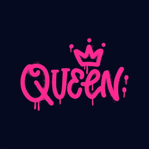 Queen - inscription lettering vandal street art free wild style on the wall city. Graffiti word sprayed in pink over dark. Underground hip hop type vector illustration. Font Graffiti, City Graffiti, Alphabet Graffiti, Graffiti Fonts, Graffiti Logo, Illustrator Brushes, Graffiti Words, Underground Hip Hop, Lilo Et Stitch