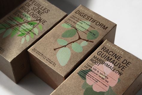 Naturiste / Branding by Paprika, via Behance Natural Package Design, Natural Product Design, Nature Packaging Design, Natural Packaging Design, Kraft Packaging Design, Nature Packaging, Natural Packaging, Organic Packaging, Environmentally Friendly Packaging