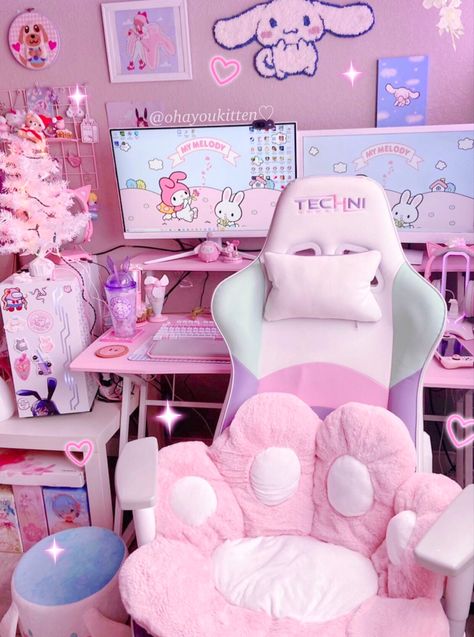 Bilik Tidur Perempuan, Bilik Perempuan, Kawaii Bedroom, Bilik Idaman, Pelan Rumah, Otaku Room, Gamer Room Decor, Video Game Room Design, Desain Pantry