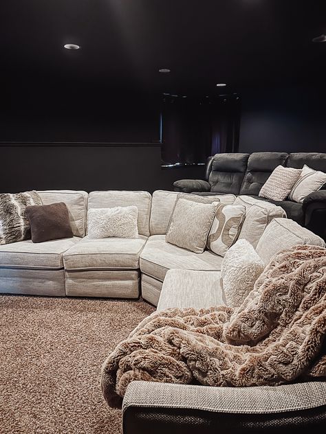 Bring the cinema experience to your home with our curated collection of home theater room DIYs! Create a cozy and functional room. Discover all the tips and tricks you need to upgrade your movie-watching experience. Pin now for inspiration and tutorials! Movie Theater Paint Colors, Entertainment Room Color Ideas, Theatre Room Paint Colors, Dark Basement Paint Colors, Theater Room Paint Colors, Best Moody Paint Colors, Forest Green Paint Color, Moody Paint Colors, Basement Tv Rooms