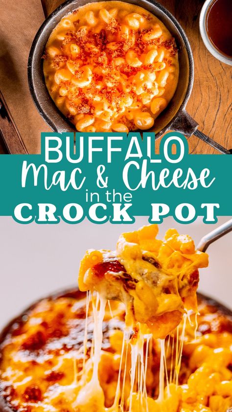 This Buffalo Chicken Mac and Cheese Crock Pot recipe is incredibly simple to make. The combination of buffalo sauce, ranch dressing, and blue cheese crumbles (if you choose to use them) creates a flavor explosion that’s spicy, creamy, and tangy all at once. Slow Cooker Recipes Mac And Cheese, Buffalo Mac And Cheese Crock Pot, Spicy Mac And Cheese Crockpot, Slow Cooker Buffalo Chicken Mac N Cheese, Crockpot Buffalo Mac And Cheese, Recipes Using Buffalo Sauce, Buffalo Mac And Cheese Recipe Crockpot, Crockpot Buffalo Chicken Mac And Cheese, Buffalo Chicken Mac And Cheese Crock Pot