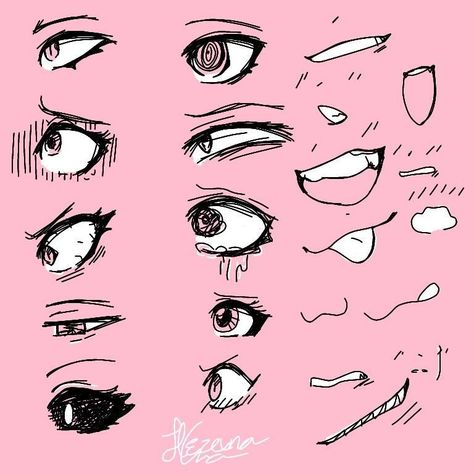 Anime Crazy Eyes Drawing, How To Draw Yandere Eyes, Anime Art Reference Base, Yandere Eyes Drawing, Art Reference Mouth, Cool Artstyle Ideas, Anime Sketch Eyes, Art Eyes Anime, Cartoon Art Eyes