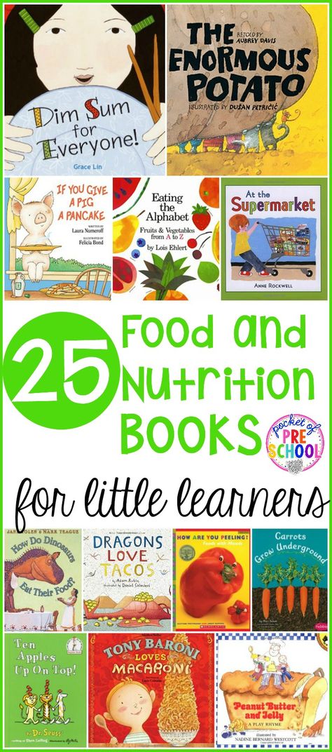 25 Food and Nutrition books perfect for preschool, pre-k, and kindergarten. Use these books for a grocery store theme, nutrition theme, health theme, or with your picky eaters. Falafel Vegan, Nutrition Books, Preschool Food, Pocket Of Preschool, Pigs Eating, Nutrition Activities, Nutrition Month, Food And Nutrition, Sport Nutrition