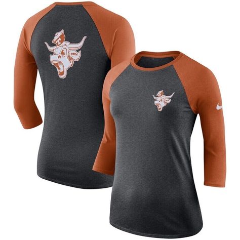 New Nike Texas Longhorns gray orange Retro Logo Raglan Women Shirt New Sz XL Orange Retro, Orange T Shirts, Texas Longhorns, Retro Logo, Women Shirt, Georgia Bulldogs, Stylish Shirts, Nike Tops, Sport Outfits