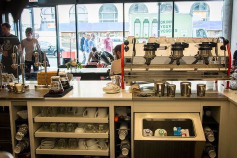 IntelliCHI-WP-MikeRussellFoto-9 Coffee Shop Counter, Intelligentsia Coffee, Park Cafe, Coffee House Design, Bar Counter Design, Coffee Counter, Cafe Counter, Bakery Shop Design, Small Coffee Shop