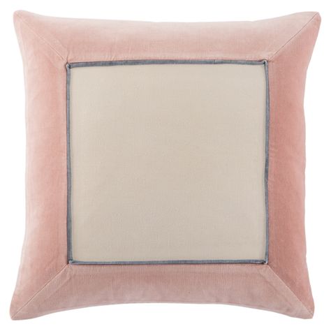 The Emerson pillow collection features an assortment of clean-lined, coordinating accents crafted of luxe cotton velvet. The Hendrix pillow boasts a border design and piped edge detailing in a soft pink and cool gray color scheme. Dimensions: 22" x 22"Material: 100% CottonClosure Type: ZipperOrigin: IndiaCare: Dry clea Den Design, Blush Pillows, Girls Bed, Cream Pillow, Cream Throw Pillows, Cream Throw, Client Board, Cream Pillows, Blush Cream