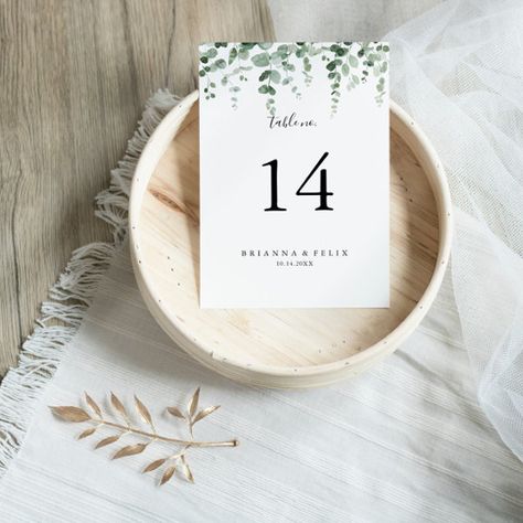 Minimalist Eucalyptus Wedding  Table Number Eucalyptus Wedding Table, Reception Table Numbers, Rehearsal Dinner Sign, Artistic Tree, Bridal Shower Table, Wedding Invitation Message, Modern Wedding Reception, Simple Bridal Shower, Wedding Table Number Cards