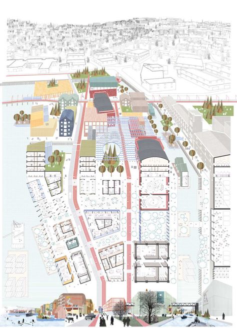 false mirror office · The False Mirror | E13 Winner The False Mirror, Collage Architecture, Landscape Planning, Urban Design Diagram, Urban Design Graphics, Architecture Presentation Board, Architecture Board, Architecture Collage, Architecture Graphics