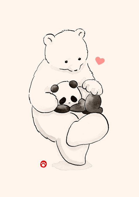 Panda & Polar Bear | Panda Therapy Panda And Polar Bear, Polar Bear Painting, Polar Bear Cartoon, Cute Panda Cartoon, Bear Painting, Panda Tattoo, Panda Art, Cute Panda Wallpaper, Cartoon Panda