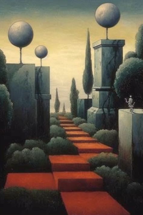 Surreal Landscape Painting, Surrealism Landscape, Surreal Landscape Art, Creepy Images, Science Fiction Artwork, Witchy Wallpaper, Magic Realism, Fantasy Inspiration, Environment Concept Art