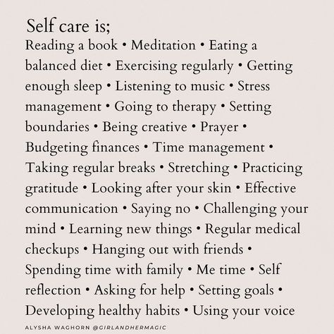 Alysha Waghorn on Instagram: “Call it cliche but we’ve been practicing and engaging with self care since humans came to be. Self care goes beyond bubble baths and…” Developing Healthy Habits, Vie Motivation, Get My Life Together, Positive Self Affirmations, Practice Gratitude, Self Care Activities, New Energy, What’s Going On, New Things To Learn