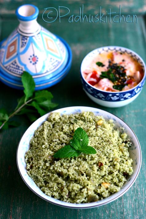 Padhuskitchen - Easy Indian Vegetarian Recipes Mint Couscous, Recipes Couscous, Wise Pictures, Couscous Recipe, Veg Food, Couscous Recipes, Mint Recipes, Cous Cous, Breakfast Dinner