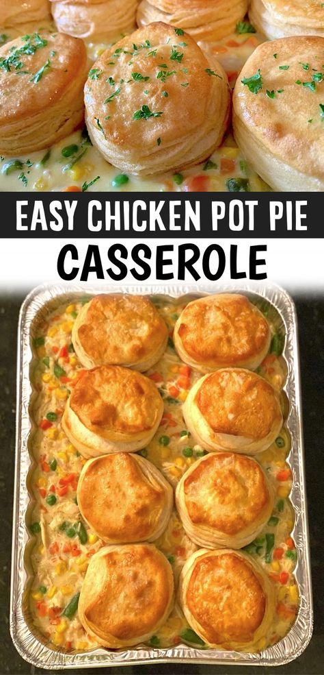 Chicken Pot Pie Recipe With Biscuits, Chicken Pot Pie With Biscuits, Pot Pie With Biscuits, Pot Pie Recipe Easy, Easy Chicken Pot Pie Recipe, Pot Pie Casserole, Chicken Pot Pie Filling, Chicken Pot Pie Casserole, Homemade Chicken Pot Pie