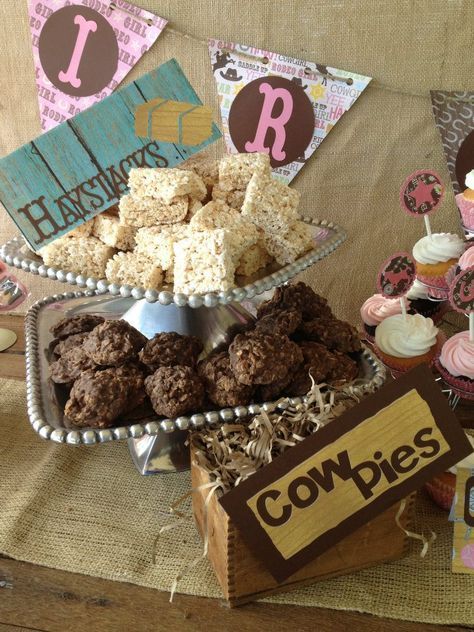 Boots, Bows, & the 5-OH: Charli's Cowgirl Birthday Party No Bakes, Sheriff Callie Birthday Party, Cow Patties, Hay Stacks, Sheriff Callie Birthday, Glamping Essentials, Western Birthday Party, Rodeo Party, Horse Birthday Parties