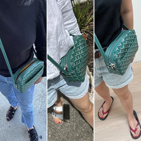 Goyard Sac Cap Vert Crossbody Bag Review — Fairly Curated Goyard Cap Vert Bag Outfit, Goyard Cap Vert Bag, Goyard Crossbody Bag, Green Goyard, Louis Bag, Cap Vert, Goyard Bag, House Of Beauty, Colorful Bags