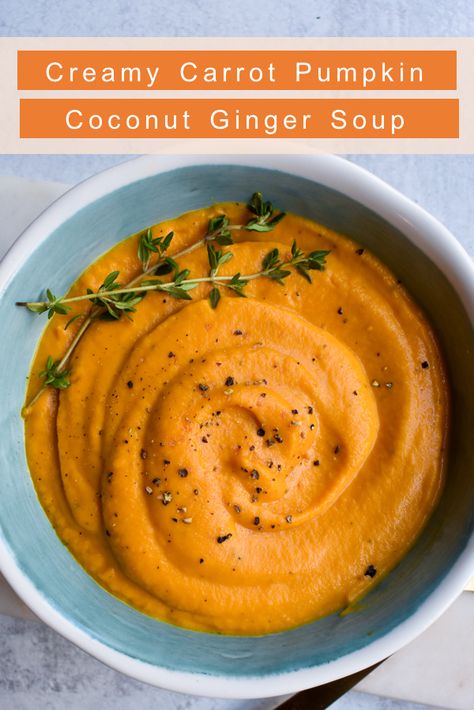 Pumpkin Carrot Ginger Soup, Carrot Pumpkin Soup, Grounding Foods, Geriatric Nutrition, Healing Soups, Pumpkin Carrot Soup, Pumpkin And Ginger Soup, Pumpkin Coconut Soup, Carrot Pumpkin