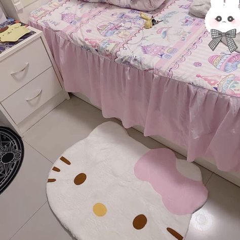 hello kitty rug summer cute bedroom Hello Kitty Bedspread, Hello Kitty Carpet, Kawaii Rugs, Hello Kitty Rug, Hello Kitty Furniture, Bed Carpet, Carpet Cartoon, Rugs Room, Kitty Room