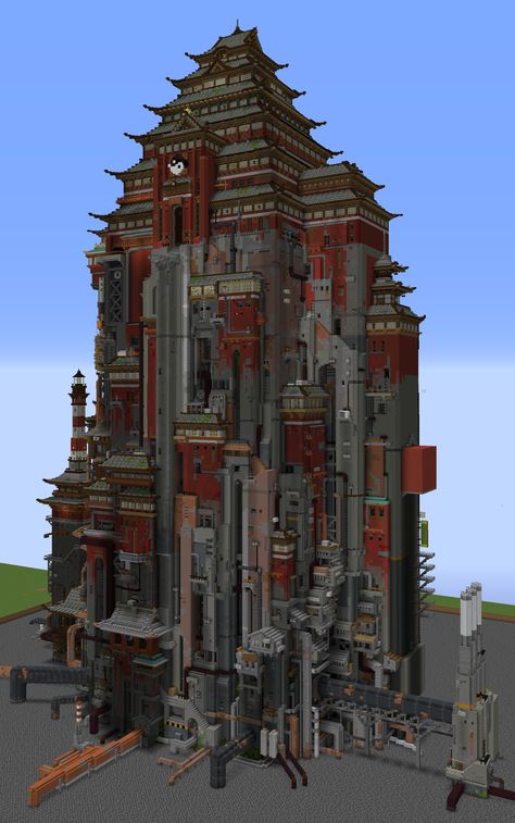 Minecraft Dieselpunk, Japanese Minecraft Builds, Minecraft Modern City, Minecraft Steampunk, Japanese Village, Bangunan Minecraft, Minecraft Room, Minecraft City, Minecraft Plans