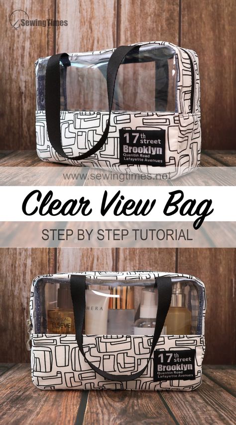 DIY Clear View Bag 🍒 How to make a vinyl window toiletry bag Diy Toiletries, Toiletry Bag Pattern, Bathroom Bag, Fete Ideas, Diy Pouch, Clear Toiletry Bag, Making Bags, Sac Diy, Vinyl Bag