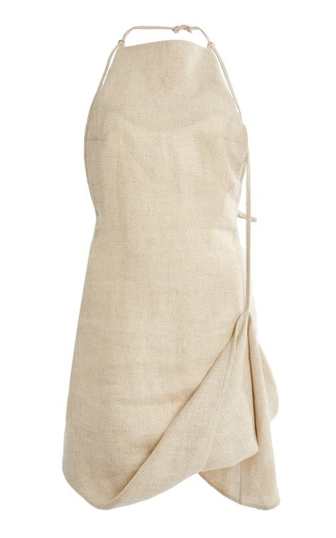 Halterneck Mini Dress, Looks Vintage, Linen Dress, Moda Operandi, Fashion Collection, Linen Blend, Apron, White Background, Knot