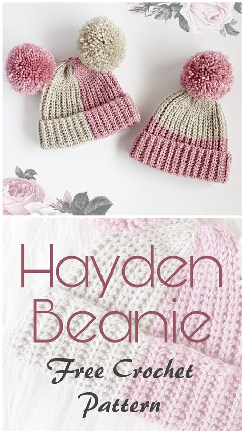 Split Color Beanie Crochet, Family Crochet Hats, 2 Color Crochet Hat Pattern, Half And Half Crochet Beanie, Two Tone Beanie Crochet Pattern, Two Color Crochet Hat Free Pattern, Split Color Crochet Beanie Pattern, 2 Tone Crochet Beanie, Crochet Beanie 2 Colors