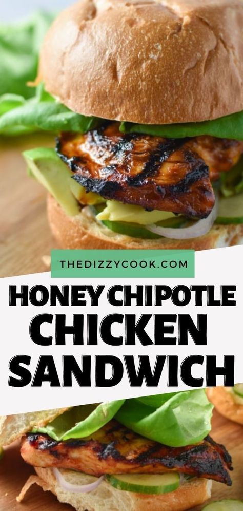 This honey chipotle grilled chicken sandwich is perfect for summer grilling season. Sweet and spicy, it pairs well with creamy avocado or ranch for a great cookout recipe. Chipotle Chicken Sandwich, Chipotle Grilled Chicken, Grilled Chicken Sandwich Recipes, Chipotle Recipes Chicken, Grilled Chicken Sandwich, Honey Chipotle Chicken, Slow Cooker Shredded Chicken, Spicy Grilled Chicken, Healthy Sandwich Recipes