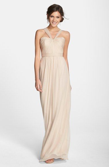 Neutral Bridesmaid Dress | Amsale from Nordstrom Bridesmaid Dress Shoes, Amsale Bridesmaid, Pretty Bridesmaid Dresses, Neutral Bridesmaid Dresses, Womens Bridesmaid Dresses, Blush Gown, White Bridesmaid, Bridesmaid Inspiration, Purple Bridesmaid Dresses