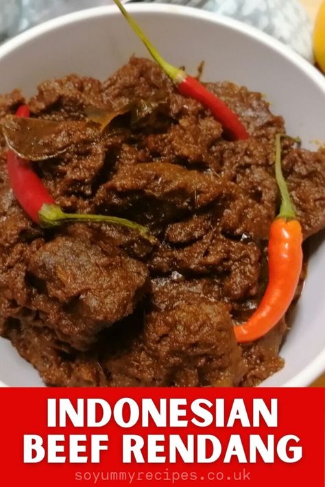 Beef Rendang Recipe Malaysia, Slow Cook Soup, Balinese Recipe, Rendang Recipe, Beef Rendang Recipe, Beef Korma, Malaysian Recipes, Beef Rendang, Dried Beef