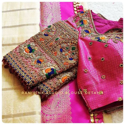 RaniPink Studio Official on Instagram: “Details of our Muhurutham Blouse....@ranipink.studio.designerblouse Bride @pri.manjunath For Appointments call or whatapp us at…” Ranipink Studio Blouses, Maggam Work Blouses, Work Blouses, Bridal Blouse, Bridal Blouse Designs, Maggam Work, Work Blouse, Blouse Designs, Blouses