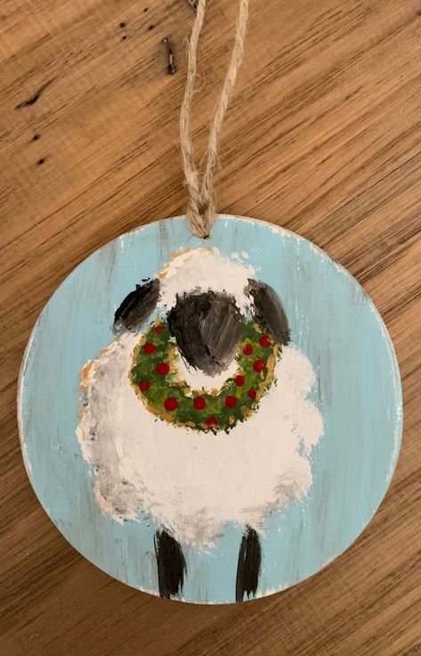 Handpainted Christmas Ornaments, Ornaments Ideas, Farm Christmas, Farmhouse Christmas Ornaments, Painted Ornament, Christmas Rock, Painted Christmas Ornaments, Ornament Ideas, Wood Christmas Ornaments