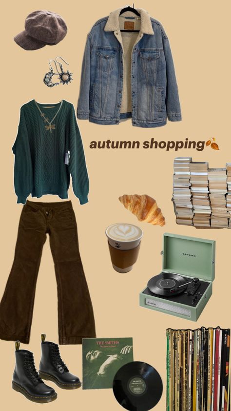 fall outfit inspo, jean jacket, brown pants, green sweater, the smiths, fall fit Brown Pants Outfit Fall, Autumn Shopping, Brown Pants Outfit, Jean Jacket Outfits, Fall Fit, The Smiths, Pants Green, Brown Pants, Outfit Inspo Fall