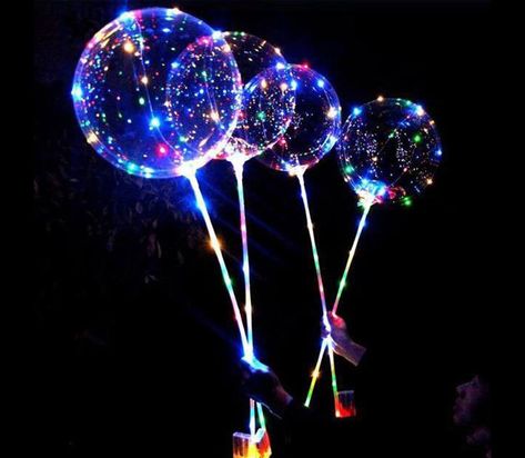 Light Up LED Balloons on a Stick - The Green Head Get Well Balloons, Galaxy Crafts, Bobo Balloons, Baby Boy Balloons, Bobo Balloon, Light Up Balloons, Glow Stick Party, Deco Ballon, Led Party