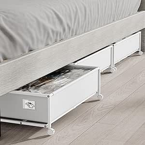 Mysig 2 Pack Under Bed Storage with Lockable Wheels, Detachable Washable Under Bed Storage Containers with Transparent PVC Dust-Proof Cover Rolling Under Bed Metal Drawer for Clothes Blankets Shoes Drawer For Clothes, Under Bed Storage Containers, Bed Metal, Ceiling Fan In Kitchen, Metal Drawers, Under Bed, Under Bed Storage, Bath Fixtures, Closet Storage