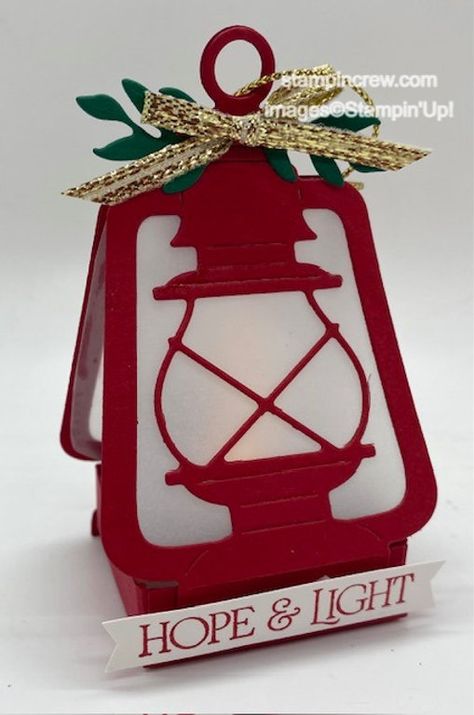 Stampin Up Embellished Ornaments, Light The Year Stampin Up Cards, Lighting The Way Stampin Up Cards, Tea Light Cards, Lantern Cards, Tea Light Crafts, Tea Lights Christmas, Lighting The Way, Light Tunnel