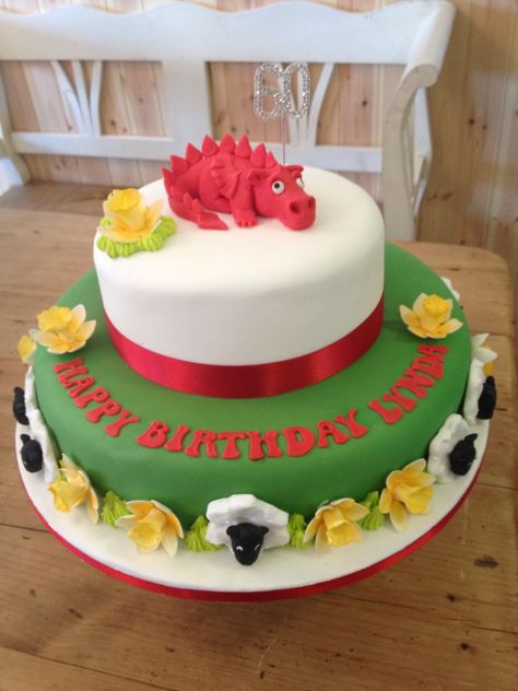 Welsh themed 60th cake Chocolate Bowls With Balloons, 60th Cake, Rugby Birthday, British Cake, Dragon Cakes, Dragon Cake, Sport Cakes, Special Cake, Taffy