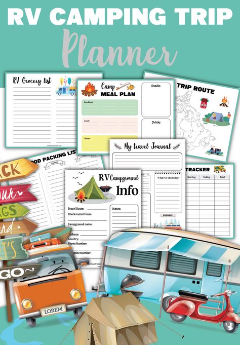 Camping Printables, Camping Activity, Rv Camping Trips, Camping Lifestyle, Camping Journal, Trip Planner, Organized Packing, Free Camping, Trending Recipes