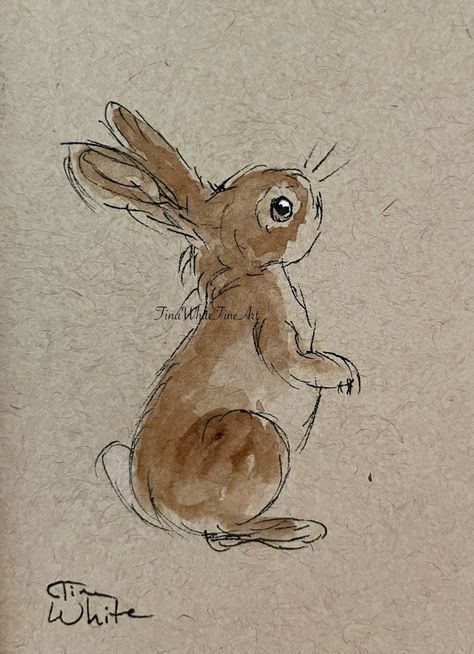 "Little Brownie"~A curious little brown bunny explores the wide world around him! *Original Watercolor Painting (MINI Size) *Hand drawn with ink and painted in Watercolor  *I have varnished this piece, so that a glass is not necessary to protect it.  *Presented in a little wooden frame  *Size 5"x6.5" (Including the Frame) I enjoy painting small Original Works of Art! They can be displayed practically anywhere as an individual accent piece or grouped together to create a gallery in your home! Thank you for your interest in my Artwork! ~Tina Painting Bunny, Bunny Home, Bunny Rabbit Art, Mini Watercolor, Wooden Bunny, Brown Bunny, Cottagecore Art, Bear Paintings, Bunny Painting