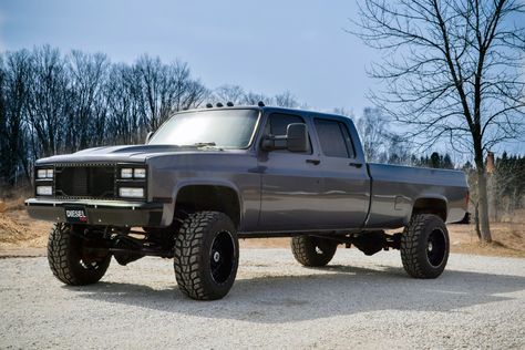 Finding Her “Chummins” | Diesel Tech Magazine Square Body Chevy Crewcab, Jacked Trucks, Square Body Chevy, Chevy Dually, Winter Truck, Obs Chevy, Expensive Toys, Dodge Chargers, Chevy Trucks Silverado