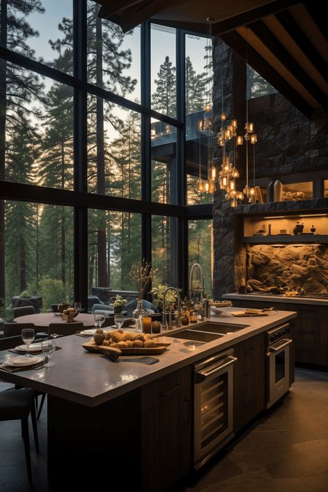 Touring 70+ Strikingly Beautiful Forest Homes That Bring the Outdoors In - Days Inspired Modern Nature House, Castle Cottage, Summer Cabin, Earthy Home, Fairy Castle, House Dream, Dark House, Modern Mountain Home, Cottage Cabin