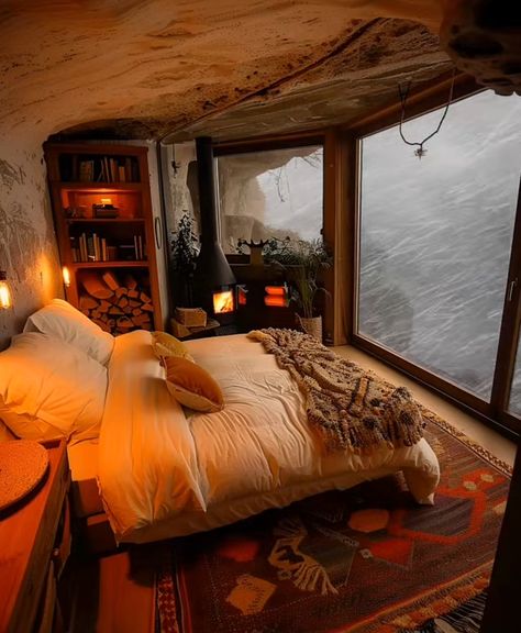 Shack Bedroom, Cozy Cabin Bedrooms, Old Shack, Cabin Bedrooms, Windows View, Cozy Winter Cabin, Comfy Beds, Cabin Bedroom, Bedroom Fireplace