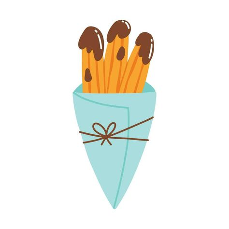 Churros Illustration, Sticker Inspo, Mexican Snacks, Flat Vector Illustration, Flat Vector, Flat Illustration, Christmas Market, Food Illustrations, Cute Drawings