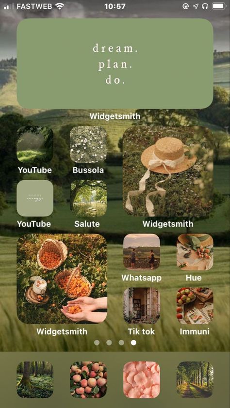 Cottagecore Aesthetic Homescreen, Cottagecore Phone Theme, Homescreen Ideas Summer, Cottagecore Homescreen, Phone Themes Aesthetic, Summer Homescreen, Widgets Aesthetic, Ipad Homescreen, Cottagecore Summer