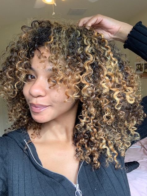 Blonde Highlights 4c Hair, Hair Dye Ideas Highlights, Honey Blonde Curly Hair Black Women, Blond Highlights On Brown Hair Curly, 4c Hair Highlights, Curly Hair Dye Ideas Highlights, Honey Brown Hair Curly, Blonde Highlights Afro, Light Brown Natural Hair