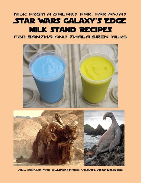 Star Wars Milk Recipes.pdf Blue Milk Recipe, Disneyland Star Wars, Blue Milk, Milk Recipes, Recipe Book, Fun Drinks, Disneyland, Milk, Star Wars